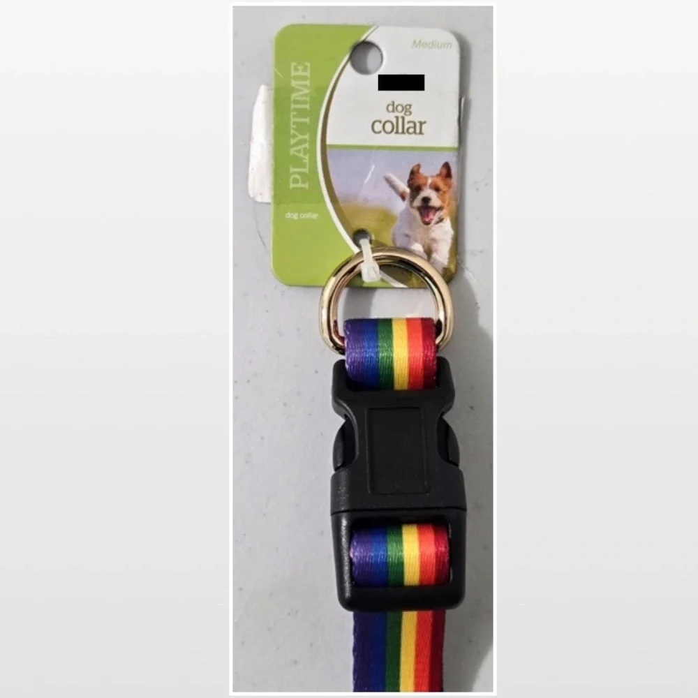 New Pet Dog Collar Adjustable Pet Animal Rainbow Pride NWT